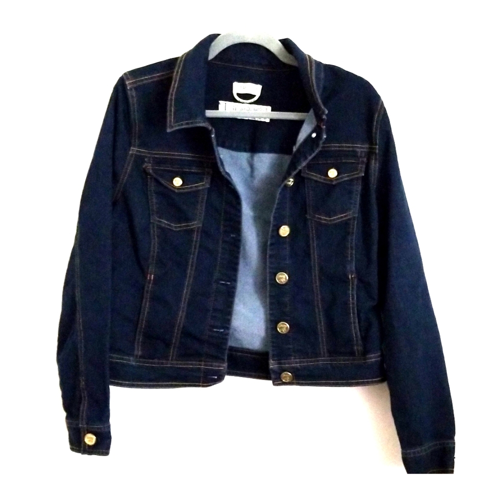 Dark denim blue jean women's jacket